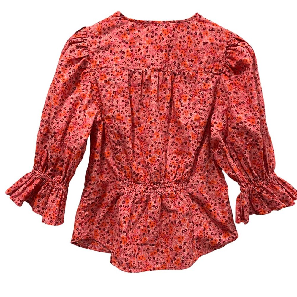 Free People I Found You Floral Button Blouse, Pink Party Combo, M - Picture 4 of 10